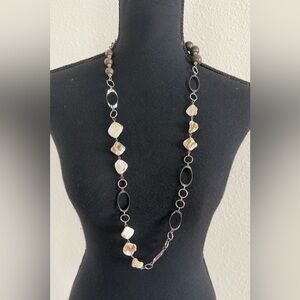 Style & Co. Long Brown and Cream Bead & Link Necklace
